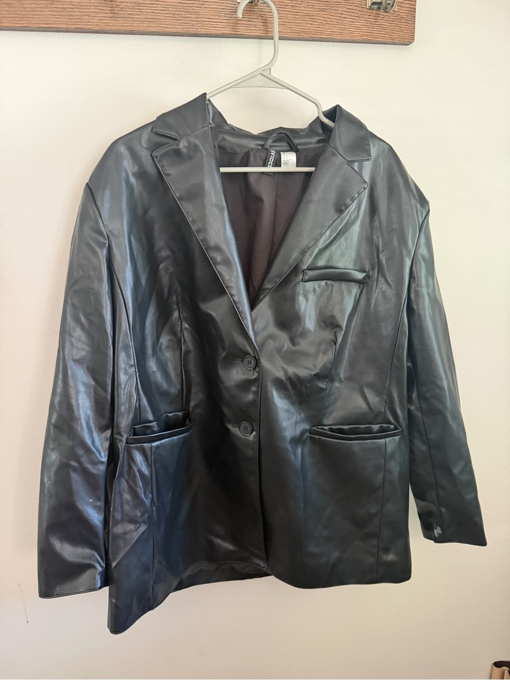Divided Black Faux Leather Blazer